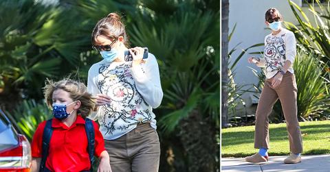 jennifer garner fall ready picks up son samuel from school pics