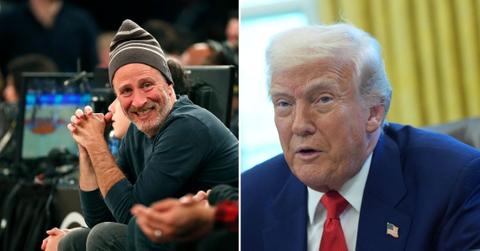 Composite photo of Jon Stewart and Donald Trump