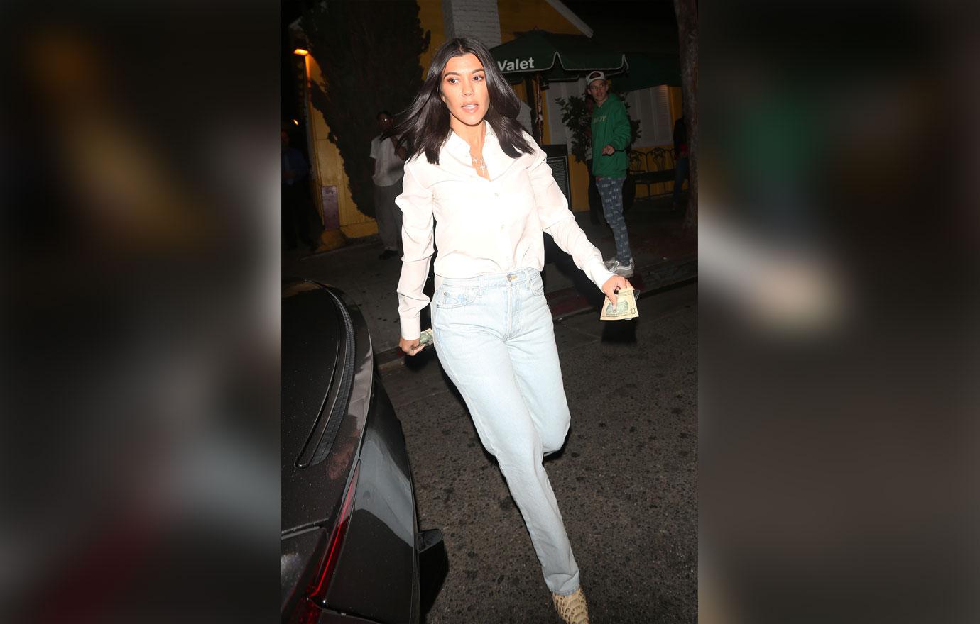 EXCLUSIVE: Kourtney Kardashian is seen leaving Dan Tana&#8217;s restaurant after attending church service