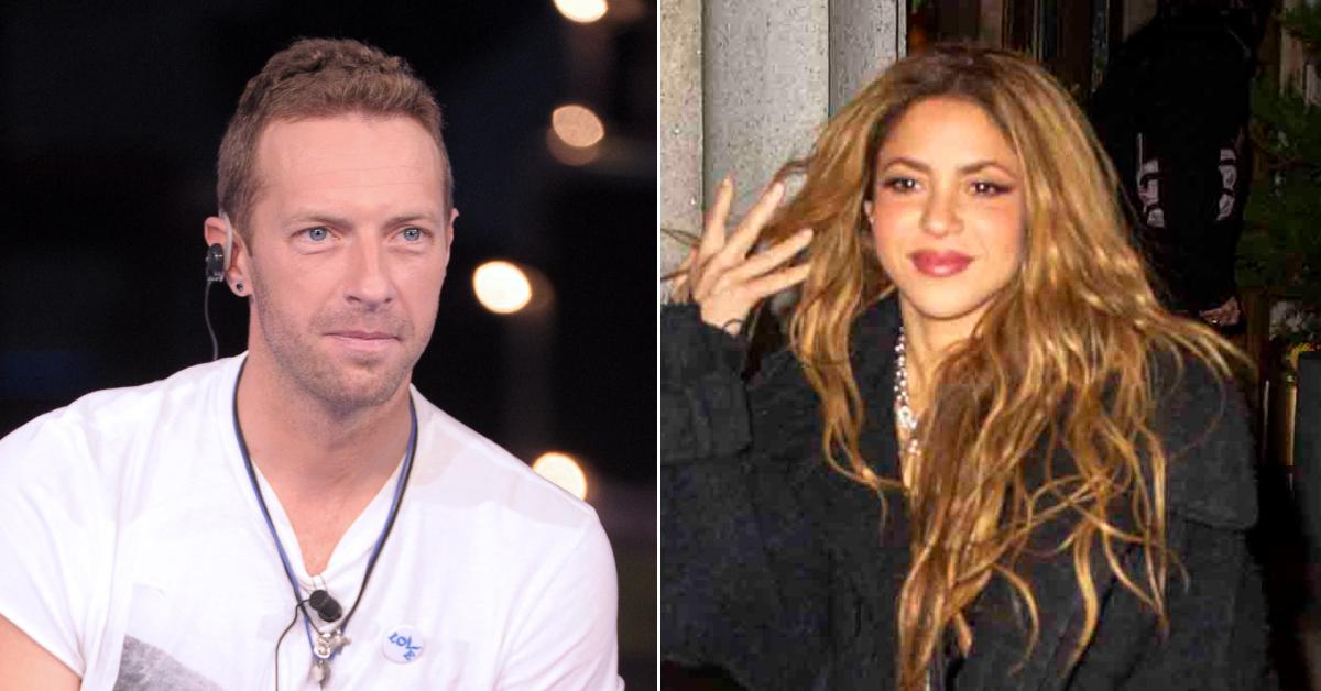 Photo of Chris Martin; picture of Shakira.