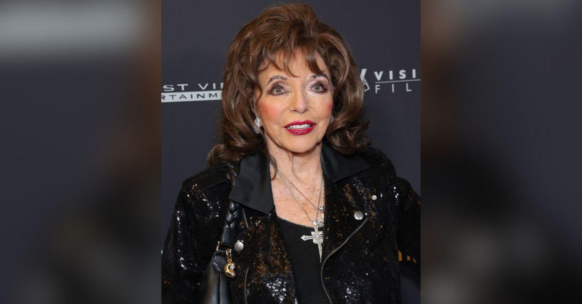 image of Joan Collins said her approach to aging includes getting enough sleep, drinking plenty of water and spending time outdoors to maintain her health and energy.