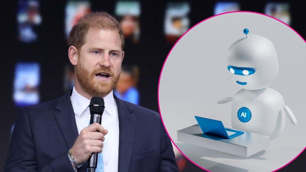Composite photo of Prince Harry and an AI robot.