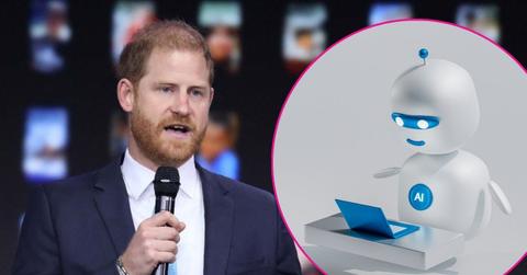 Composite photo of Prince Harry and an AI robot.