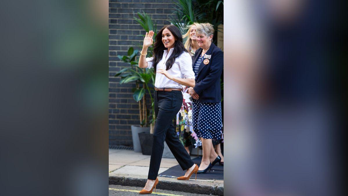 Image of Meghan Markle adapted Princess Diana's styling in 2019.