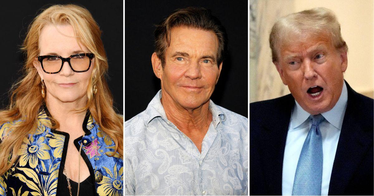 Composite photo of Lea Thompson, Dennis Quaid and Donald Trump.