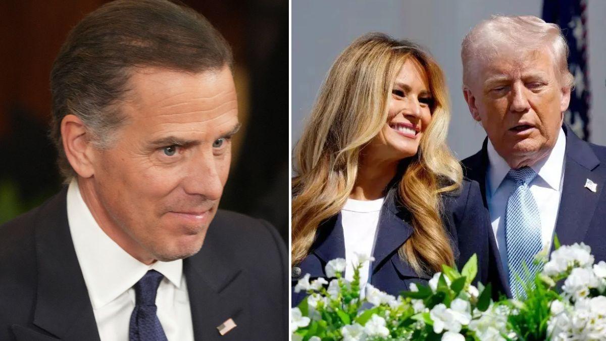 Split photo of Hunter Biden, Melania Trump and Donald Trump.