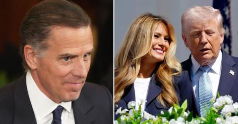 Split photo of Hunter Biden, Melania Trump and Donald Trump.