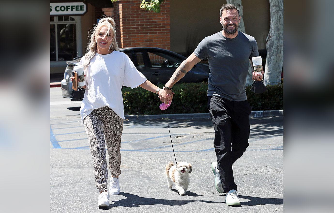 brian austin green girlfriend sharna burgess coffee walking dog