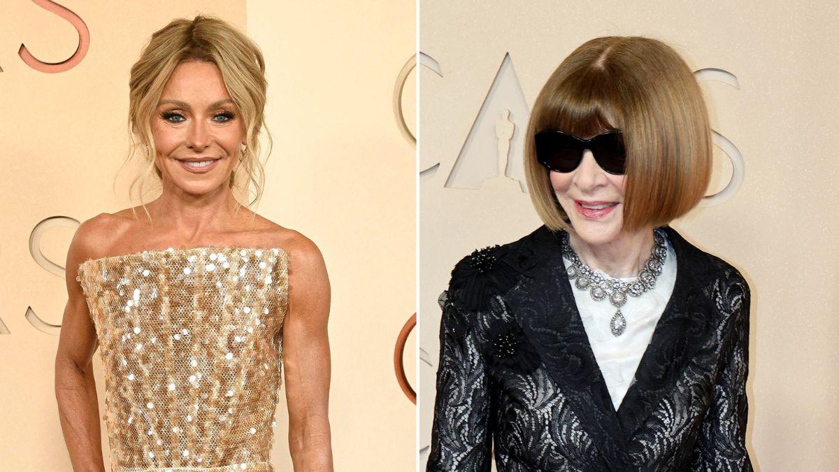 Split photo of Kelly Ripa and Anna Wintour.
