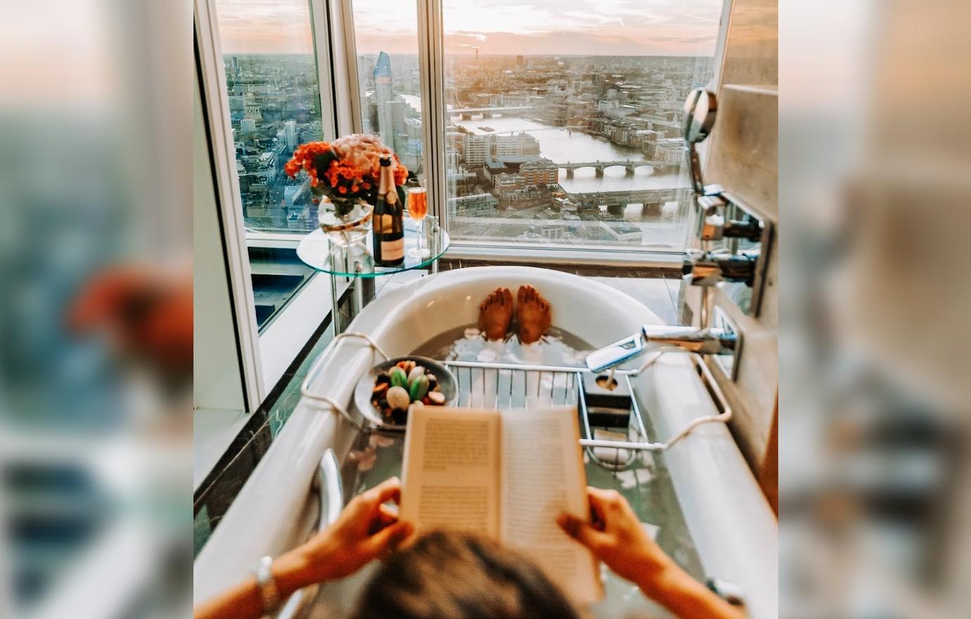 shangri la the shard london bathtub with a view