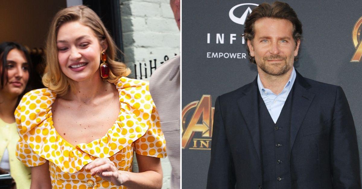 Photo of Gigi Hadid and Bradley Cooper. 