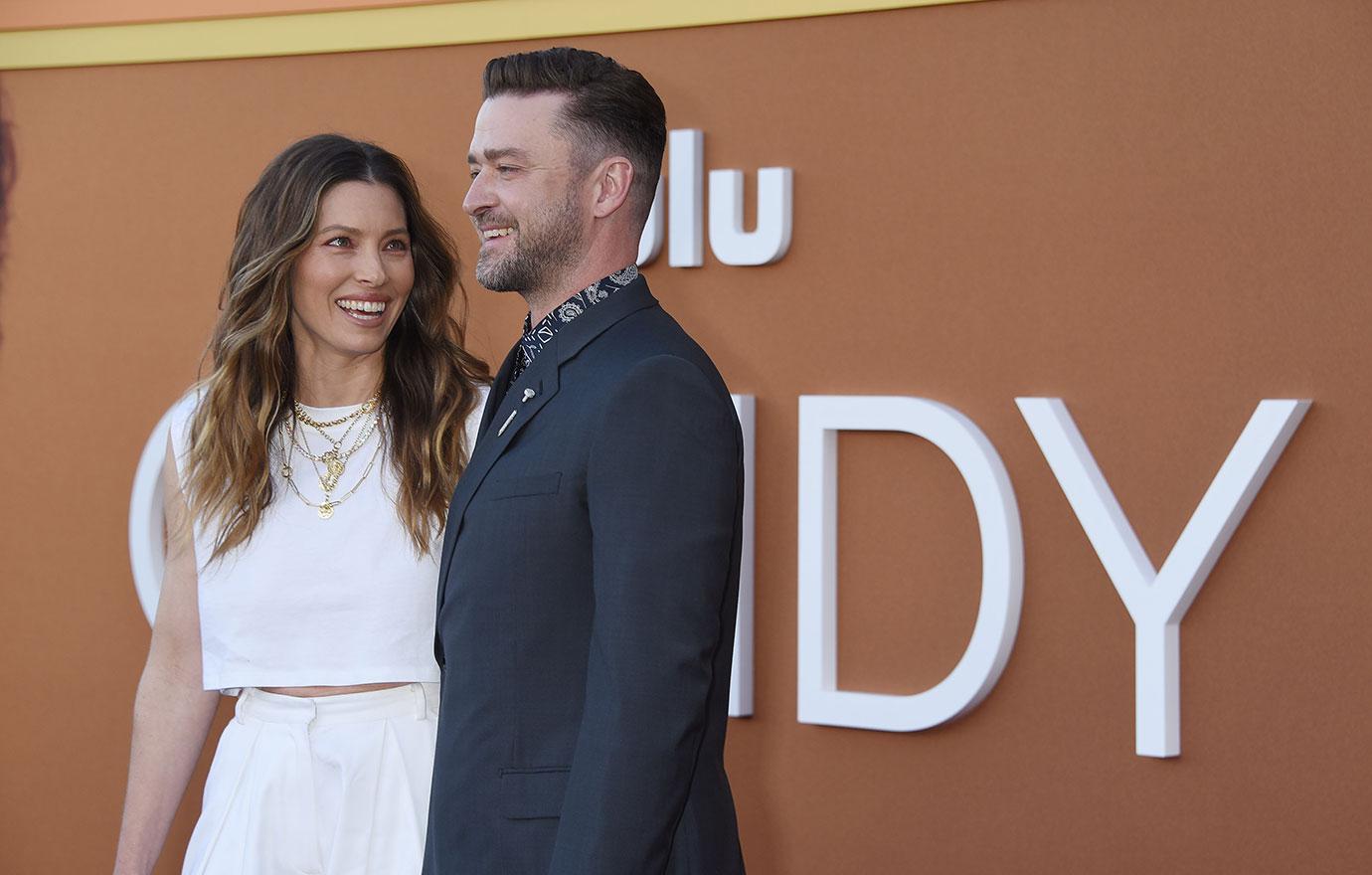 jessica biel and justin timberlake at hulus candy fyc event