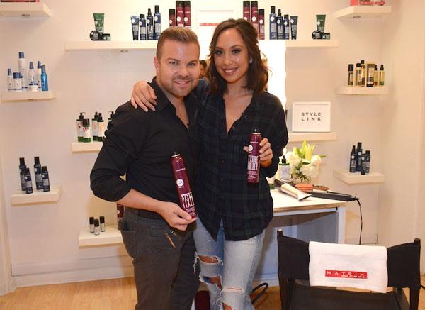 Cheryl Burke poses with Nick Stenson After Getting Hair Styled