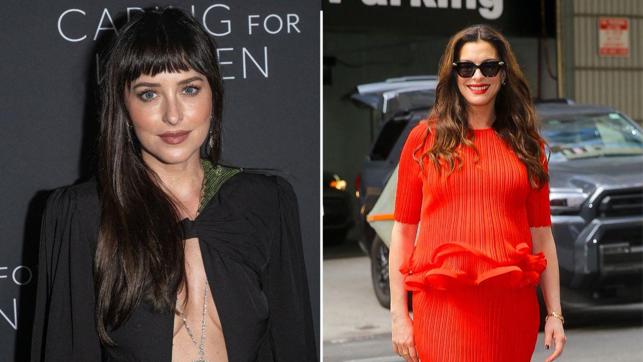 split of Dakota Johnson, Anne Hathaway.