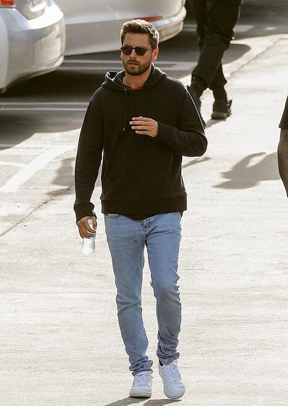 Scott Disick leaves the studio after filming for the KUWTK 10 year anniversary