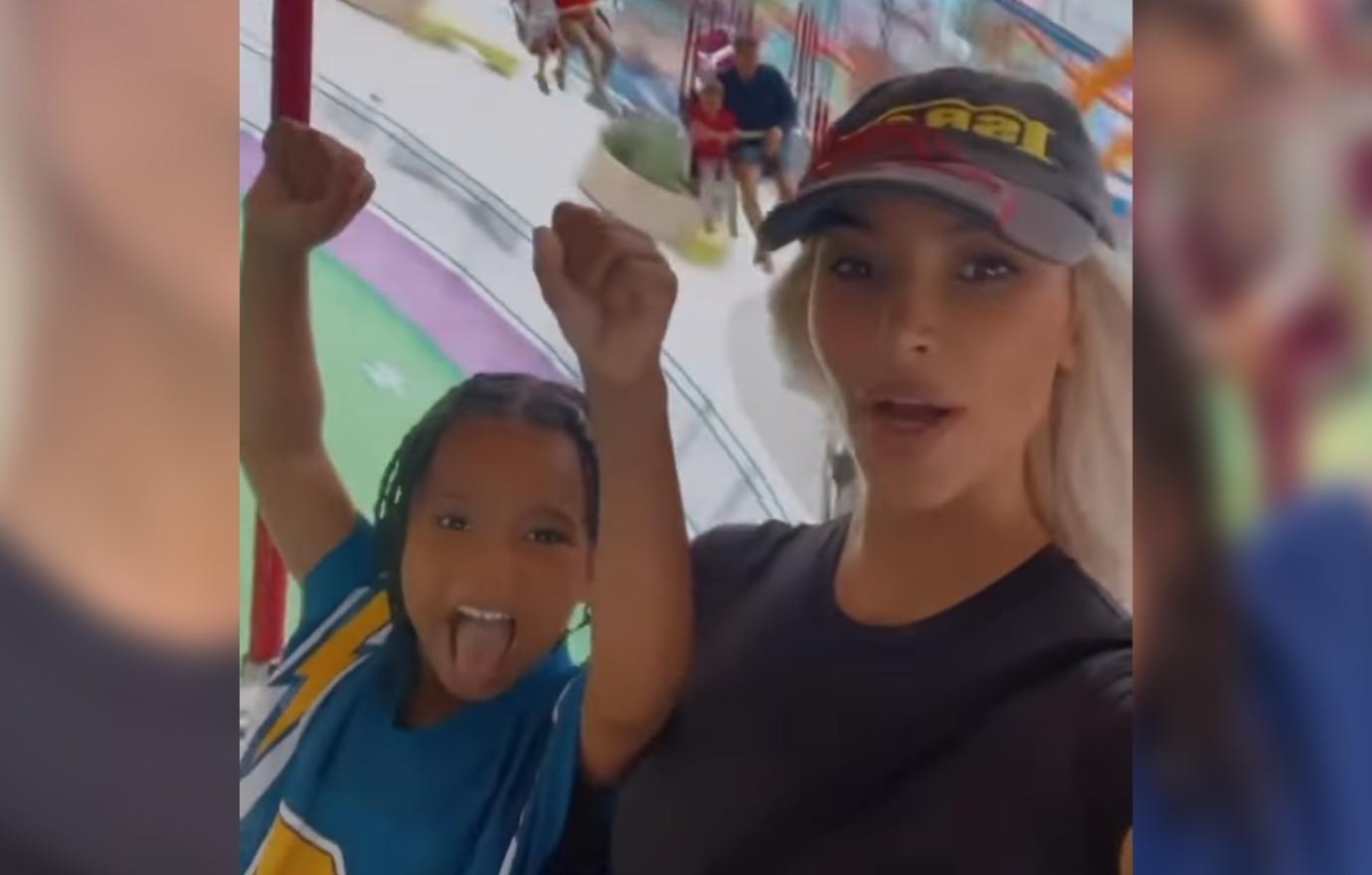 kim kardashian saint brave theme park rides at the american dream mall