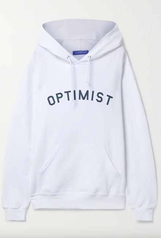 paradisedprinted cotton jersey hoodiewhite