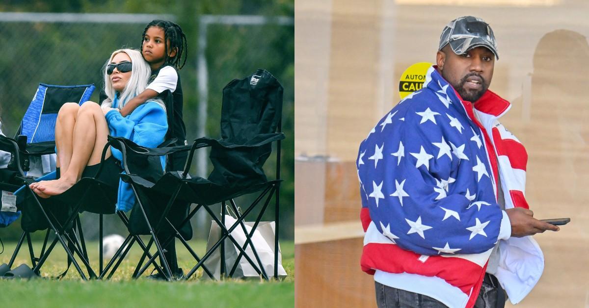 kim kardashian kids ignored kanye west saints soccer game