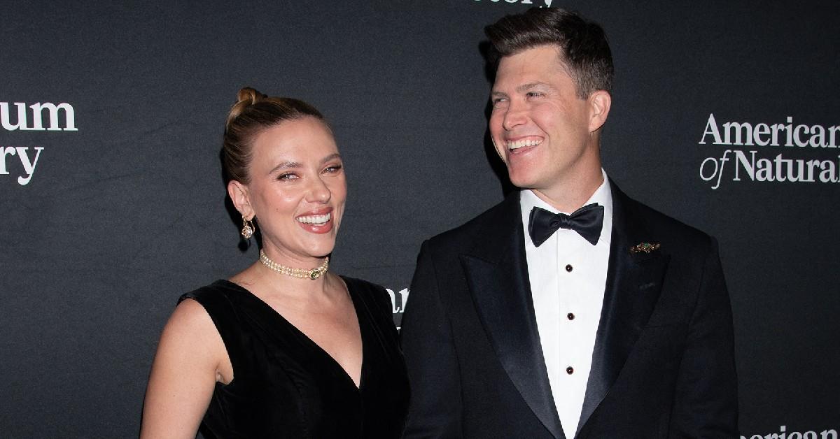 Photo of Scarlett Johansson and Colin Jost.