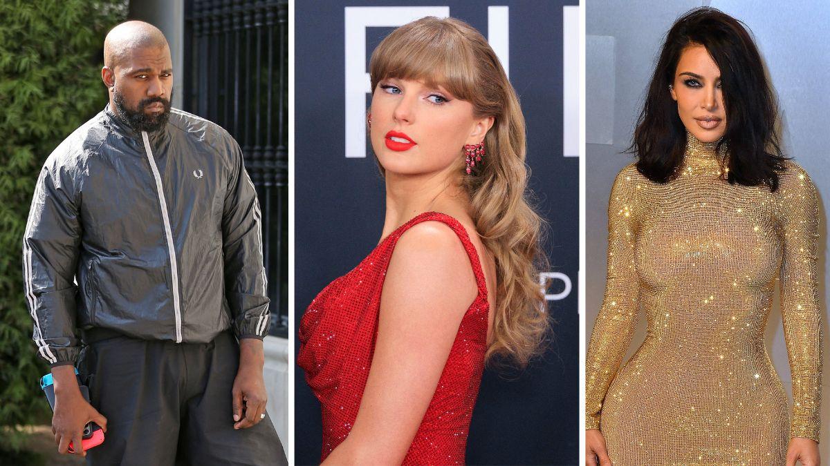 Kanye West,Kim Kardashian.Taylor Swift