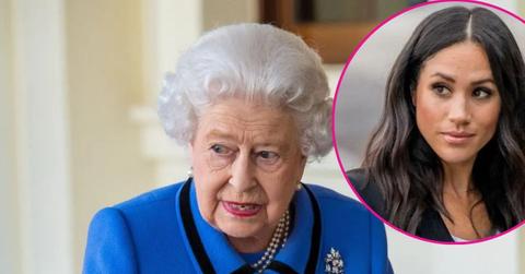 image of queen and inset of meghan markle