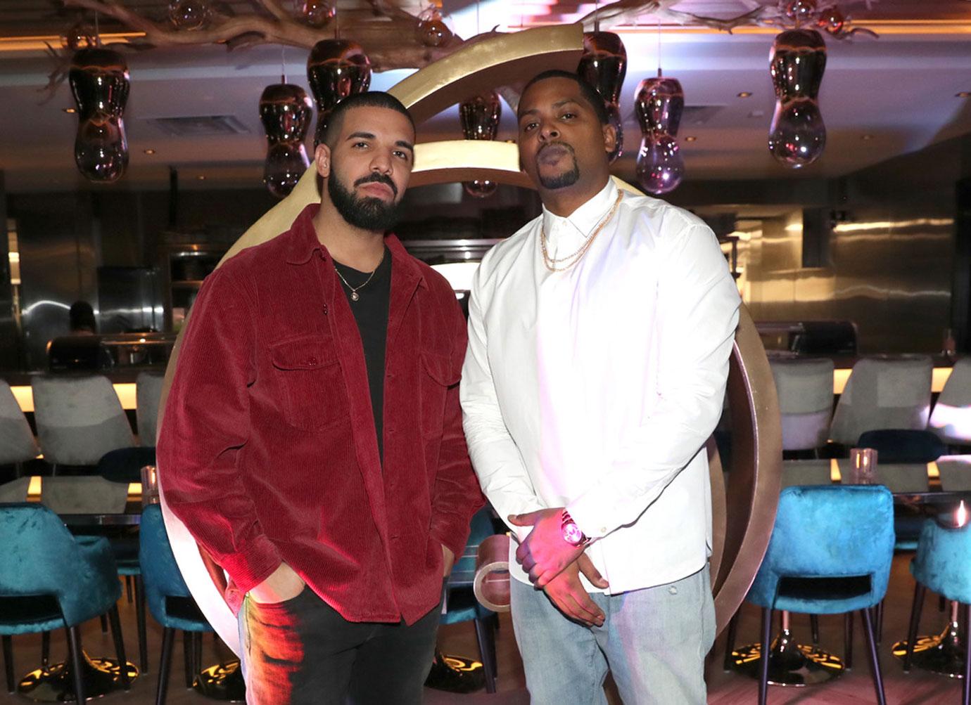 Drake (L) and Chubbs attend as Lebron James hosts Dwyane Wades Birthday with The House Of Remy Martin at Drakes New Pick 6ix Restaurant on January 9 2018 in Toronto Canada.