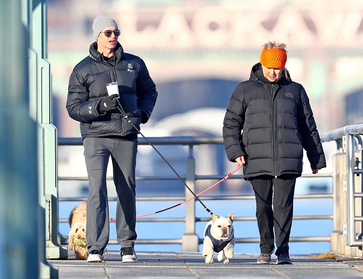 Hugh jackman dog walking wife