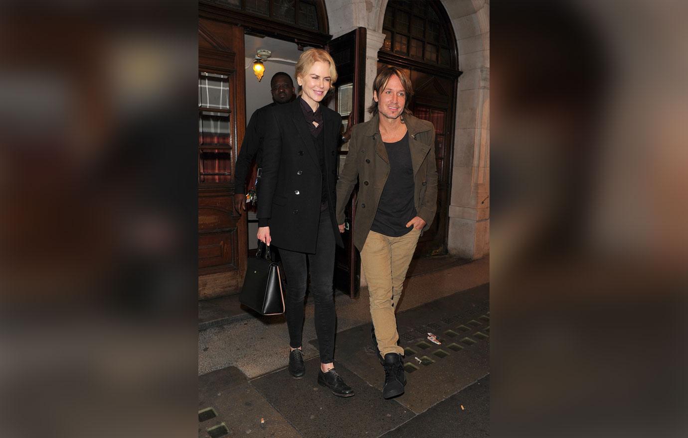 Nicole Kidman and her husband Keith Urban leaving the Noel Coward Theatre, following her performance in a production of &#8216;Photograph 51&#8217;