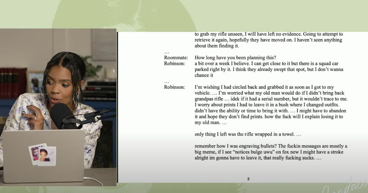 Image of Candace Owens accused the 'feds' of altering alleged text messages sent by Tyler Robinson.