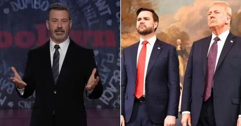 Photo of Jimmy Kimmel, J.D. Vance and Donald Trump