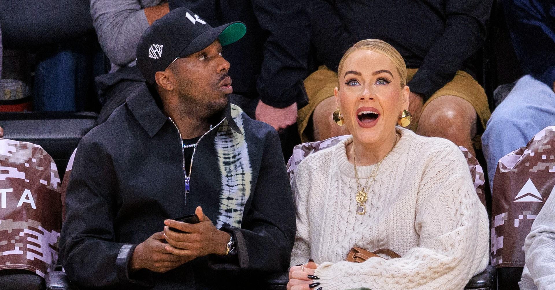 adele flashes huge engagement ring fiance rich paul during photo