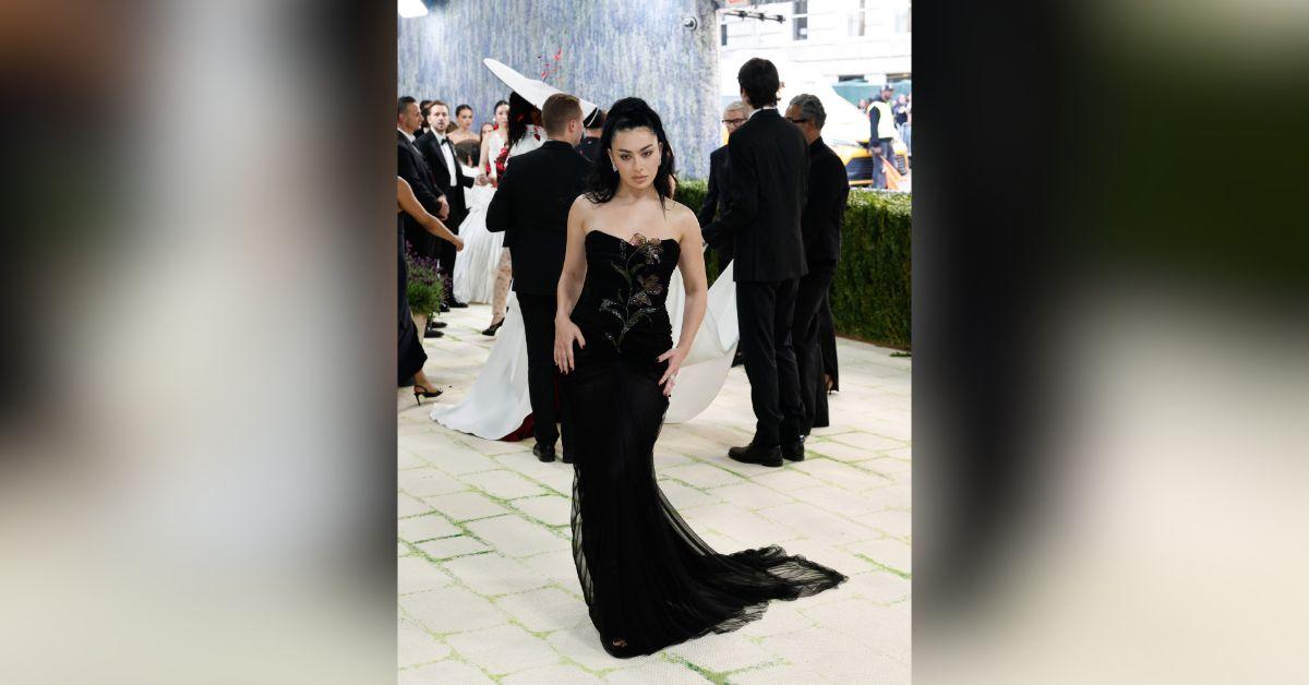 image of The star later made a striking switch to a structured Yves Saint Laurent black gown.