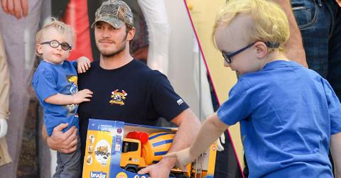 chris pratt takes son jack to a toy store