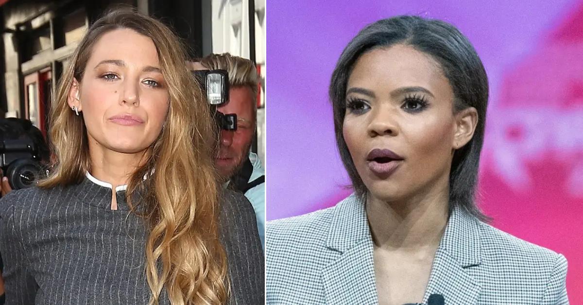 Photo of Blake Lively; image of Candace Owens.