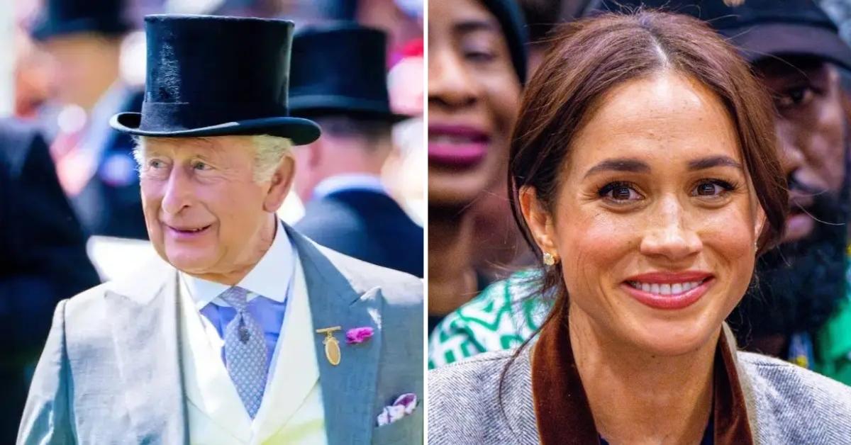 Split photo of King Charles and Meghan Markle