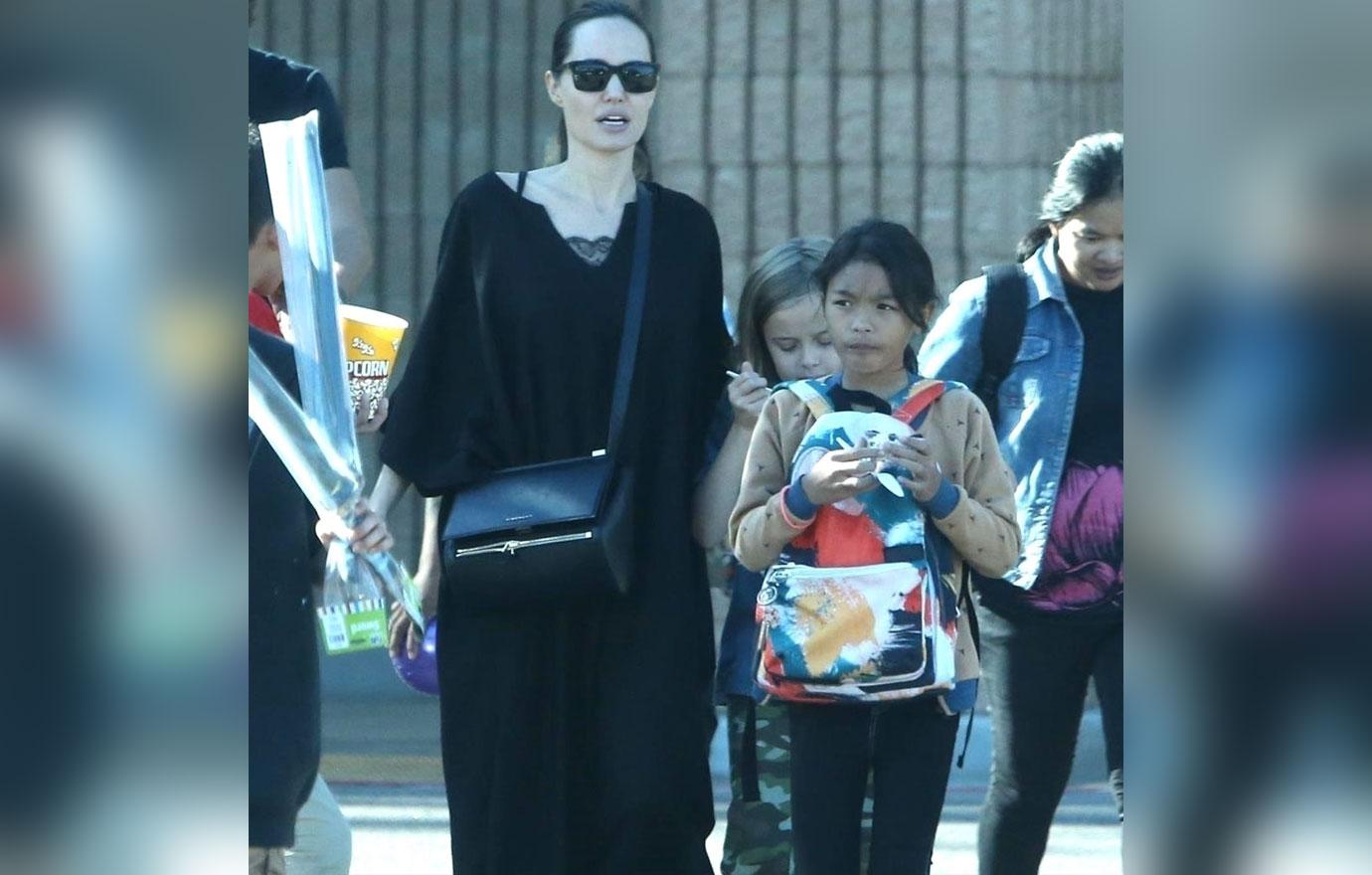 *PREMIUM EXCLUSIVE* Angelina Jolie takes her kids to laser tag after lunch