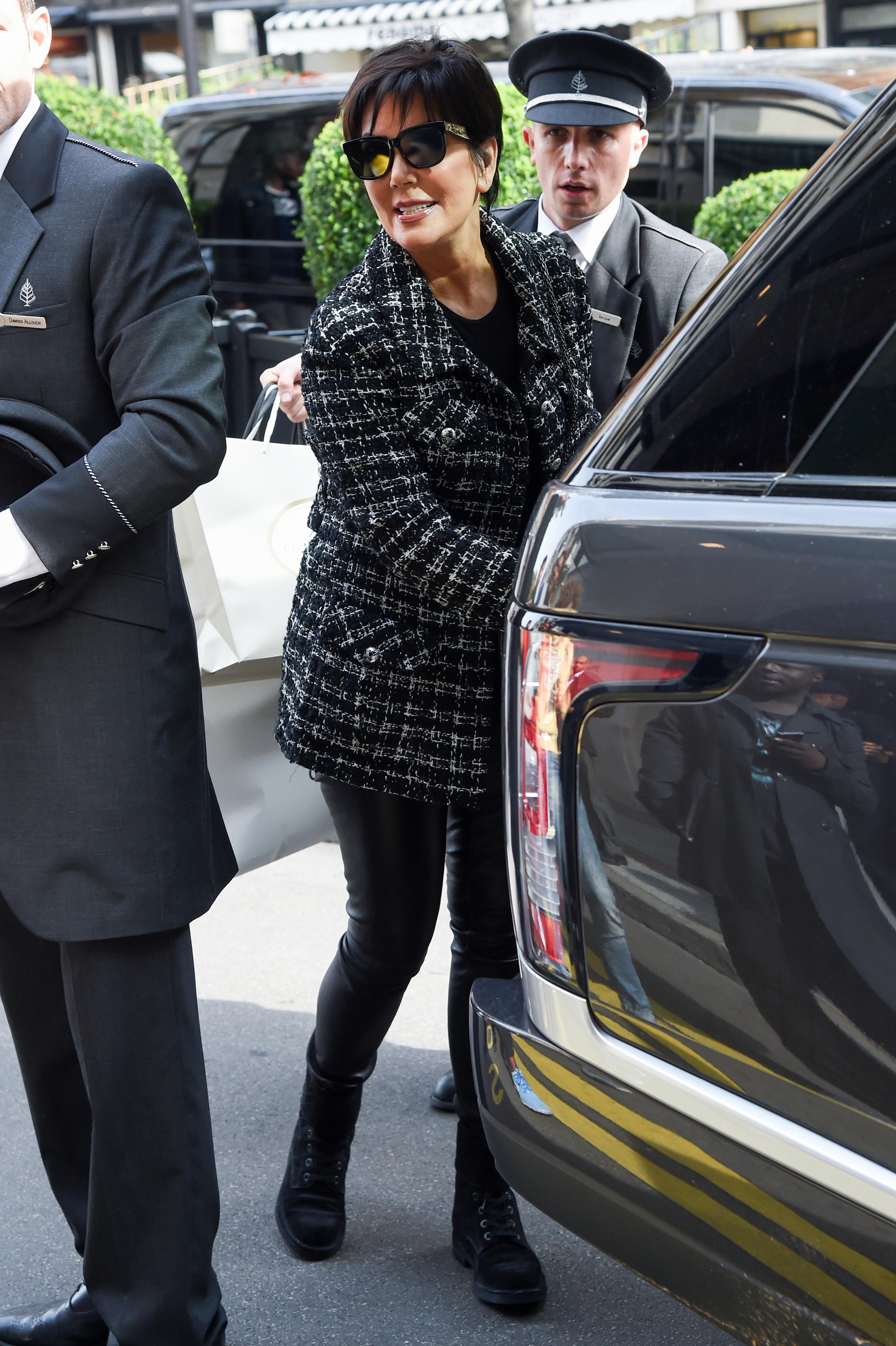 Kris Jenner arrives at her Hotel in Paris