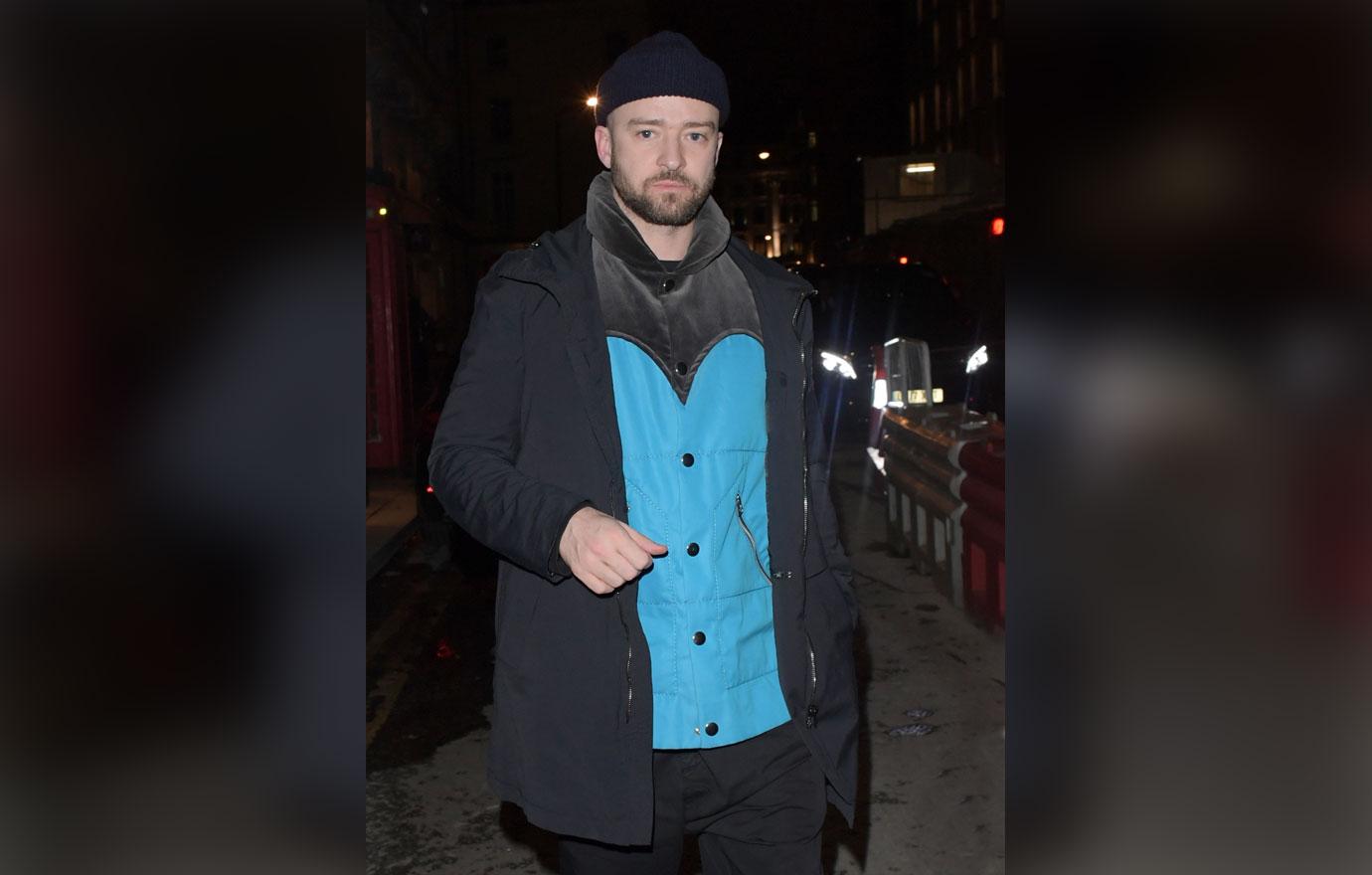 Justin Timberlake seen leaving Tape Nightclub in London