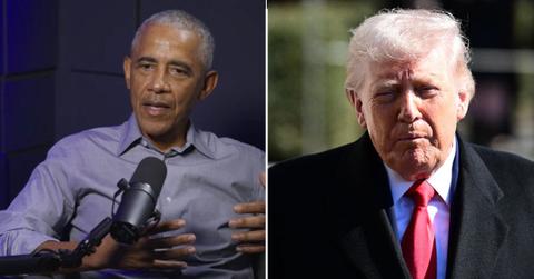 image split of Barack Obama and Donald Trump
