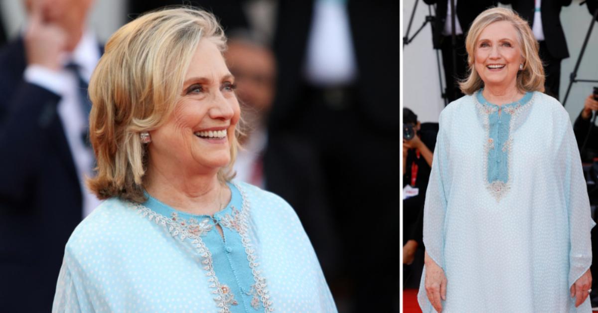 Hillary Clinton Makes Rare Appearance in Sparkling Caftan in