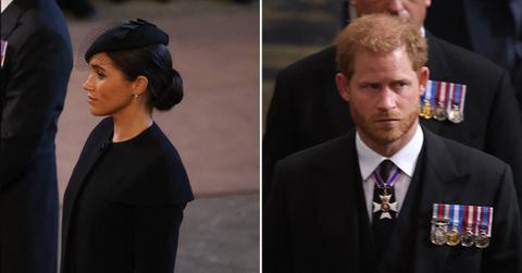 meghan markle consoling distressed prince harry in his grief at queen elizabeth iis funeral pp