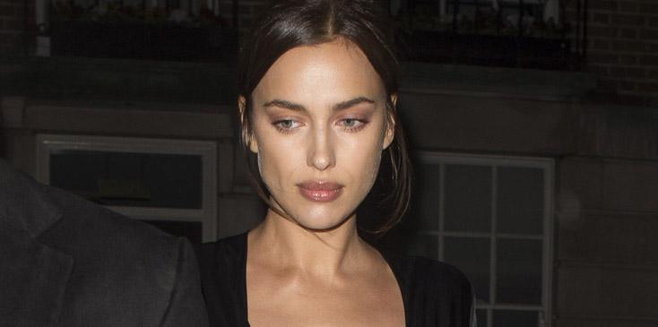 Irina Shayk takes the plunge in a black dress at