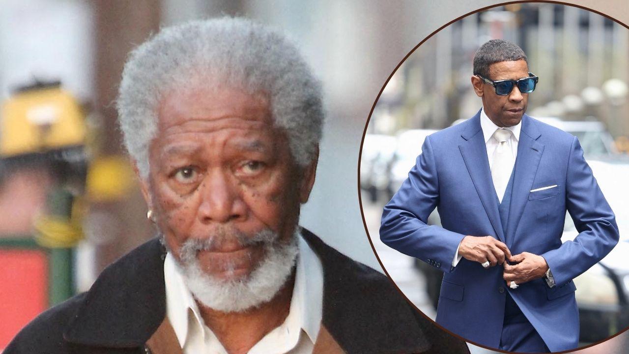 Split photo of Morgan Freeman and Denzel Washington