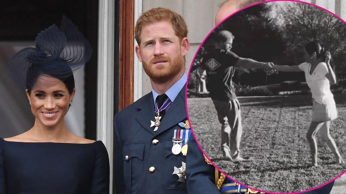 image and inset of meghan markle and prince harry