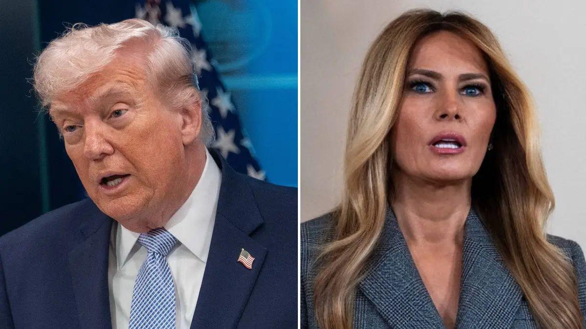 split photo of donald trump and melania trump