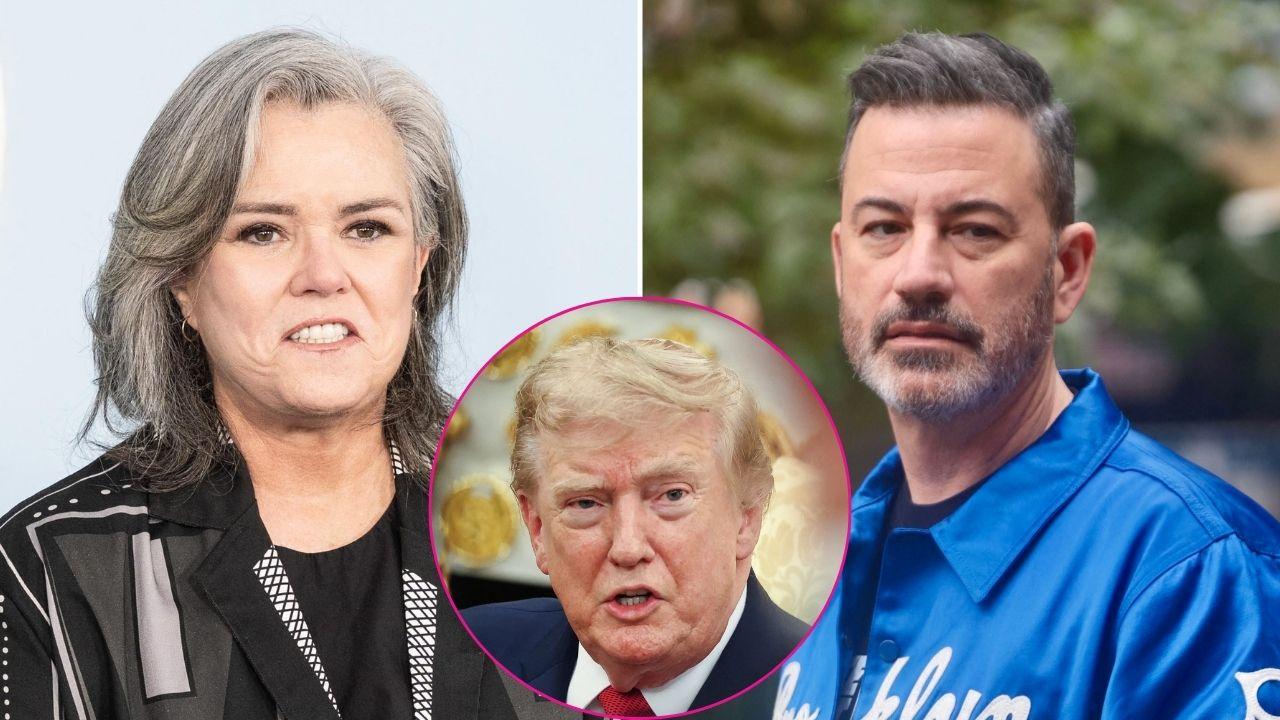 Composite photo of Rosie O'Donnell, Jimmy Kimmel and Donald Trump.