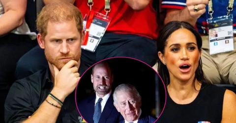 Composite photo of Prince Harry, Meghan Markle, Prince William and King Charles