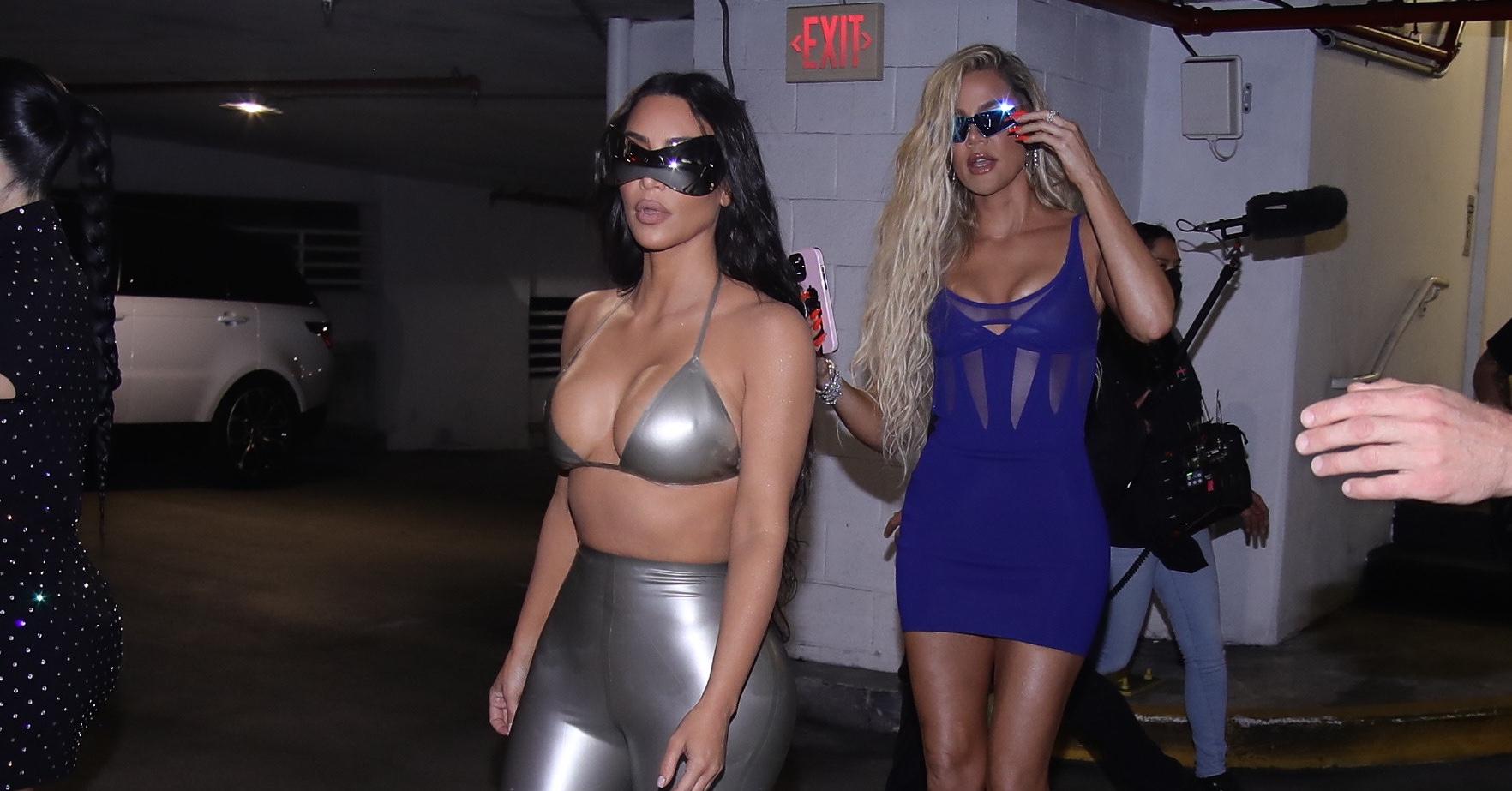 Khloé Kardashian & Kim Kardashian Stun On Miami Girls Night