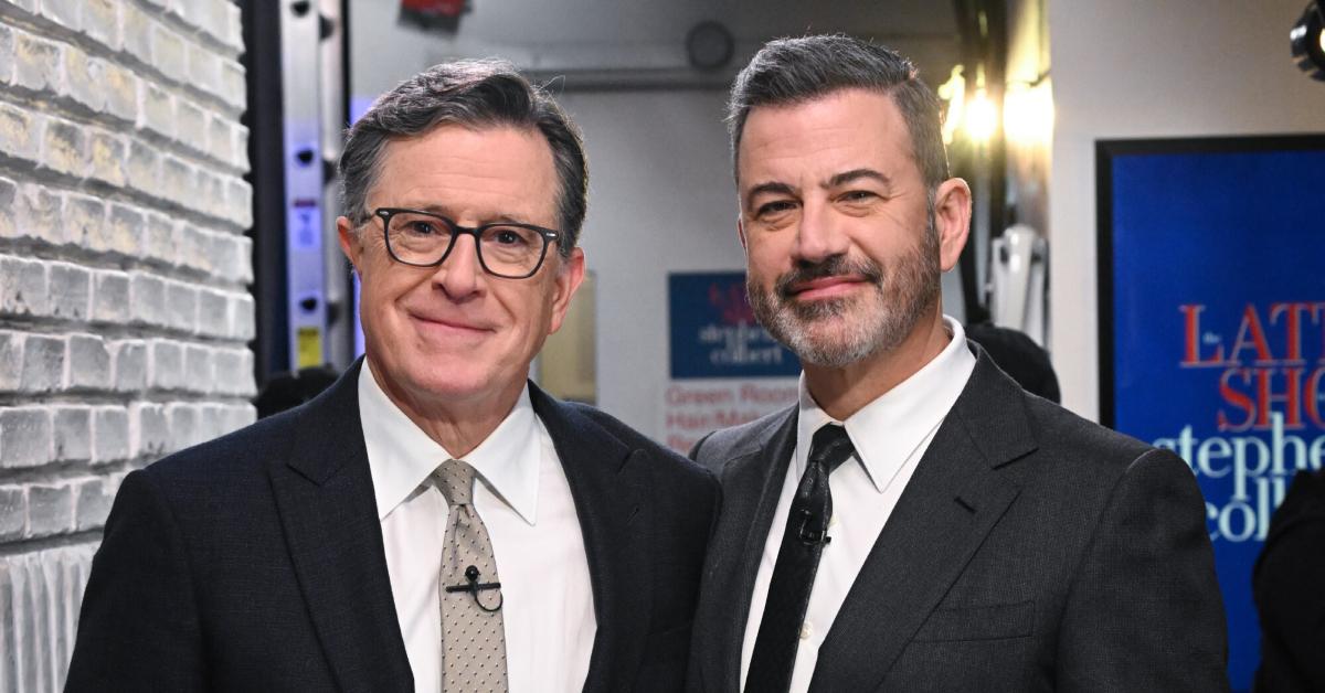 Image of Jimmy Kimmel joined Stephen Colbert's late-night show to address his own show's suspension.