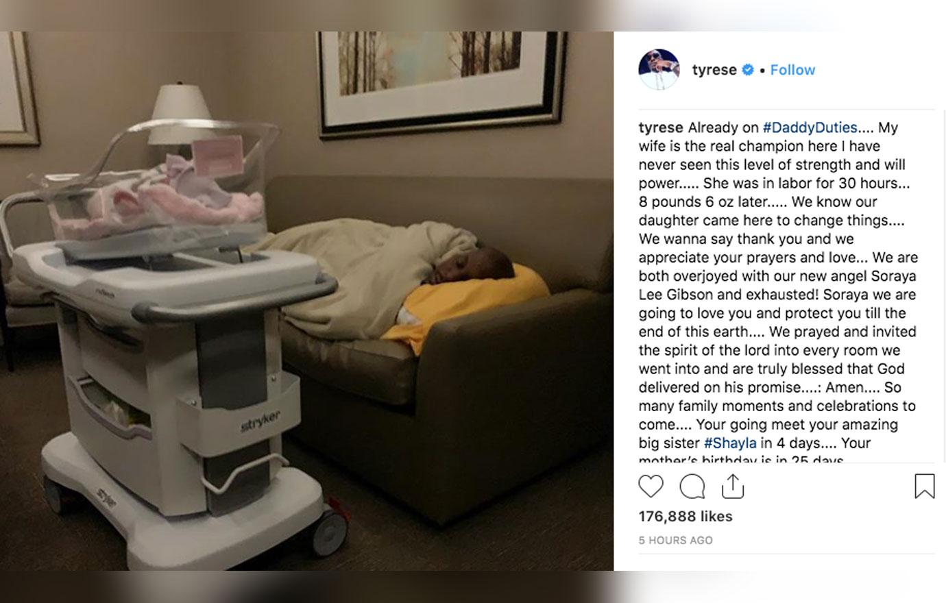 Tyrese gibson humbled birth baby daughter 5